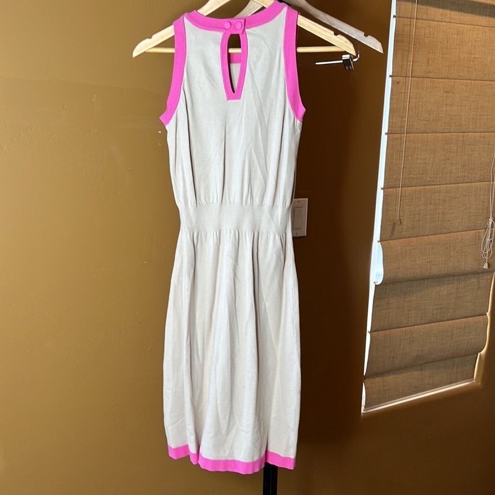 Milly Knit Small Colorblock Pattern Tan Pink Mini… - image 8